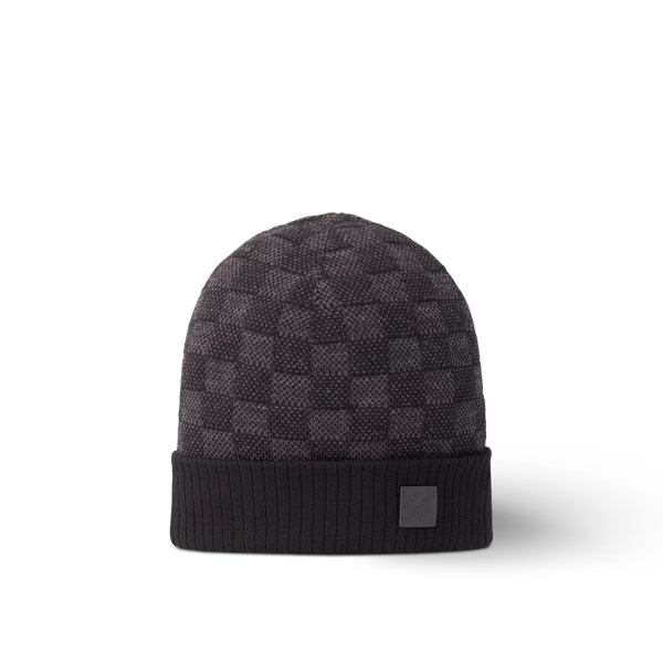 Bonnet et Écharpe Neo Petit Damier Gris Foncé