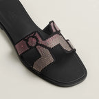 Sandales Oran Noir Et Rose